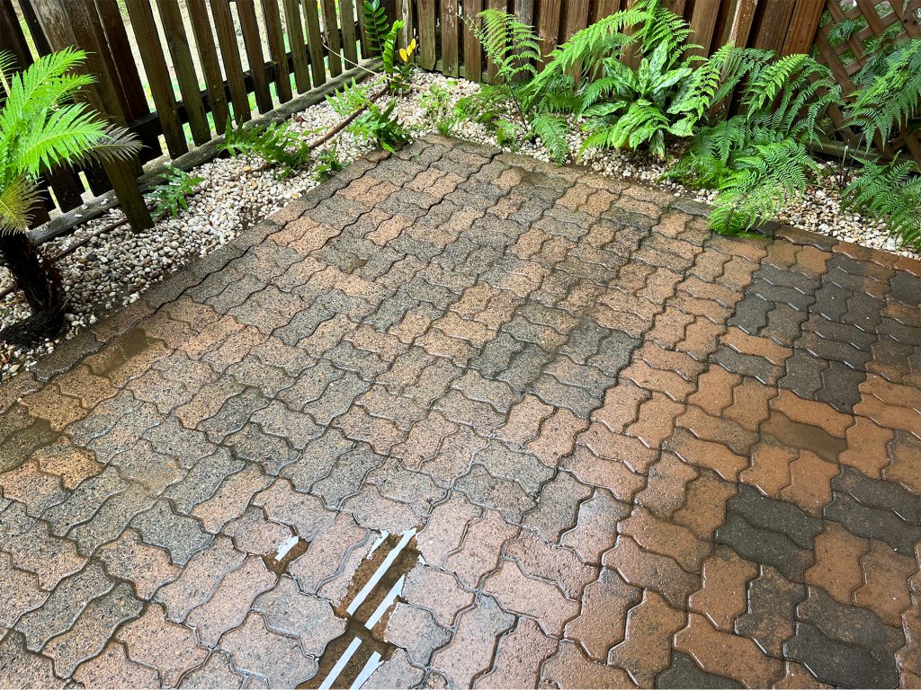 The same paving project after cleaning by Pristine Washing