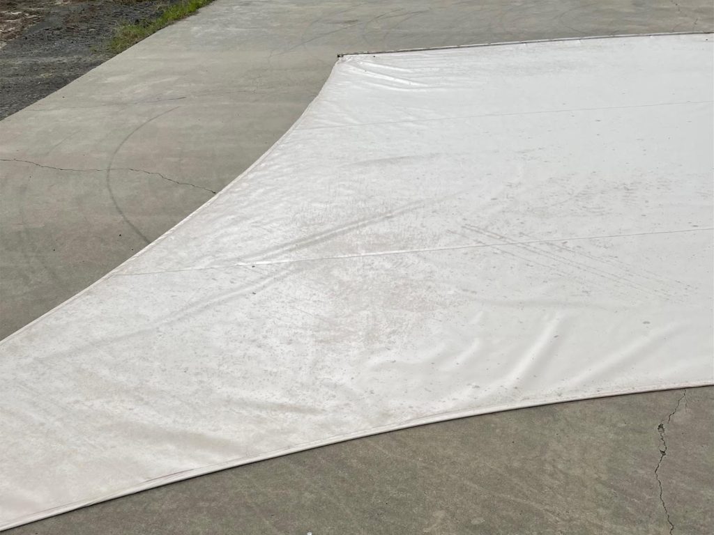 Another shade sail before cleaning