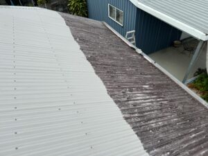 Before and after roof cleaning comparison in South Mackay