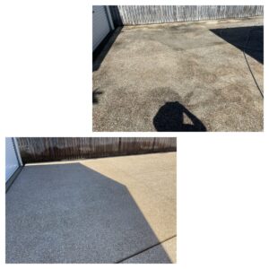 Before and after pressure cleaning concrete in Mackay