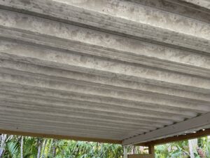 Mould stained patio ceiling before patio cleaning Beaconsfield