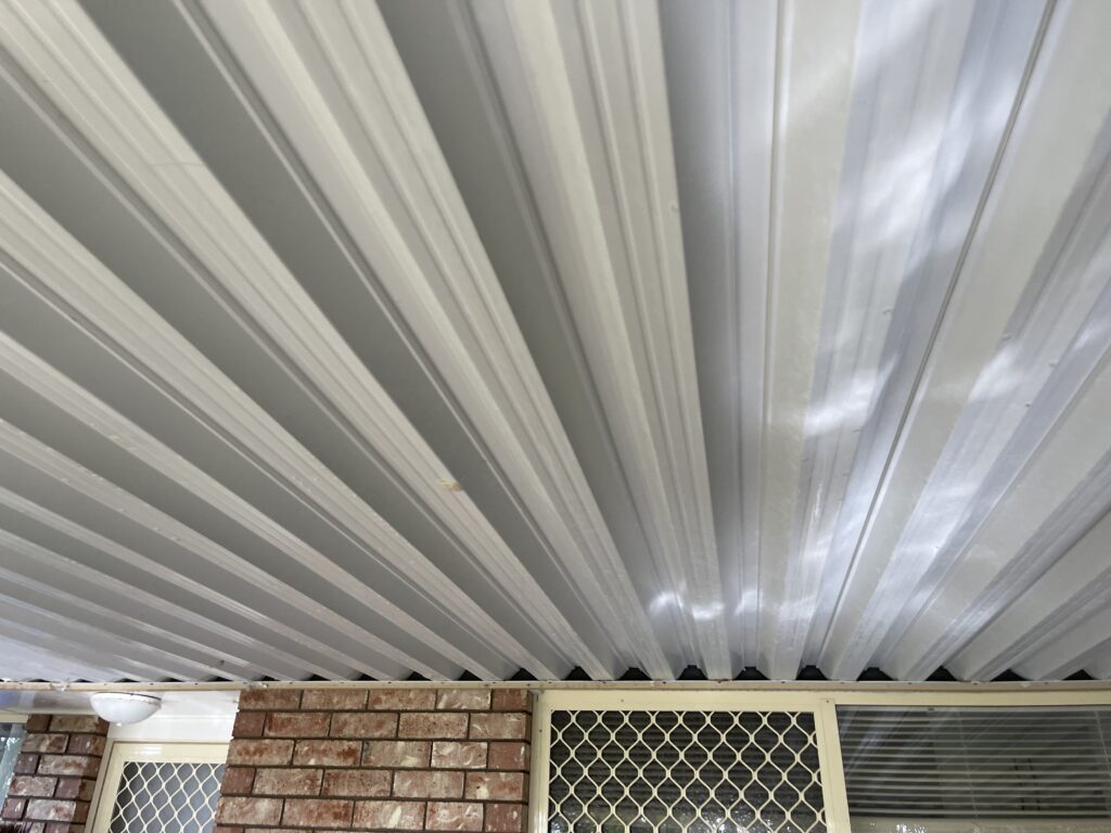 Soft washed patio ceiling after professional cleaning in Beaconsfield