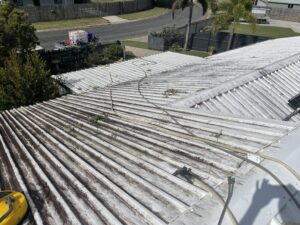 Dirty Colorbond roof before roof cleaning in Bakers Creek Mackay