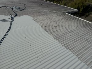 Dirty colourbond roof in Glenella