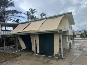 Clean shade sails and outdoor area after professional cleaning in South Mackay