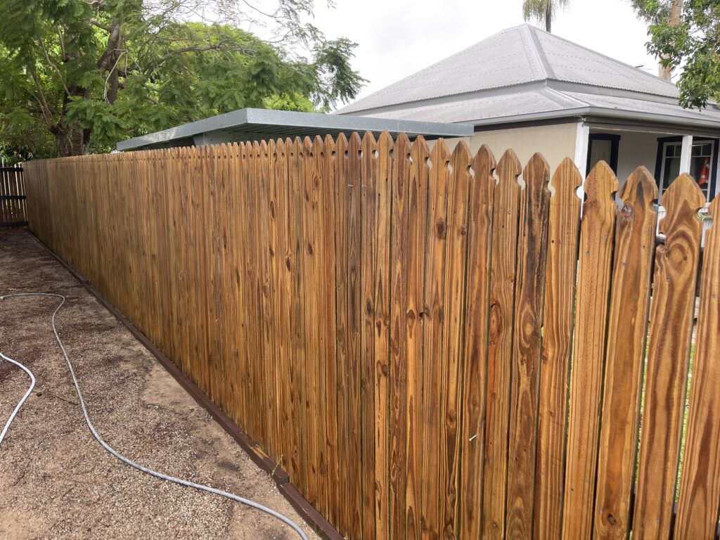 Timber fence cleaning in West Mackay by Pristine Washing