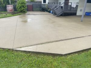 Pressure cleaned concrete driveway after exterior cleaning in Mackay