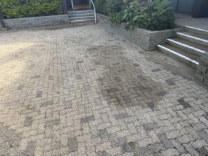 Pressure cleaning church brickwork in Mackay with boom lift access