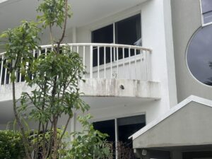 Balcony algae build-up before exterior cleaning East Mackay