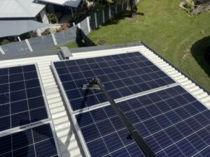 Soft brush solar panel cleaning service in Glenella Mackay