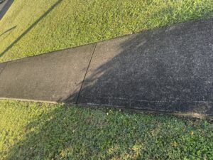 Dirty commercial concrete pathway before pressure cleaning in Mackay