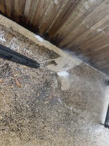 Pressure cleaning exposed aggregate concrete in Glenella Mackay