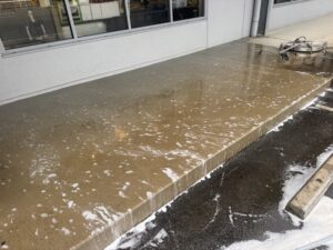 Clean concrete after pressure cleaning