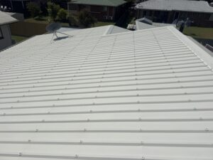 Clean painted roof after pressure cleaning