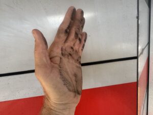 Road grime test on a window at the SBB Partners Wood Street office