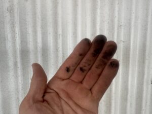 Dirt hidden across the warehouse walls