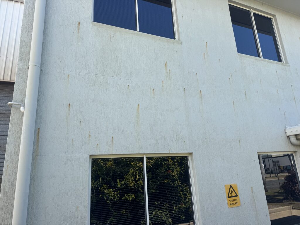 Rust marks on the building